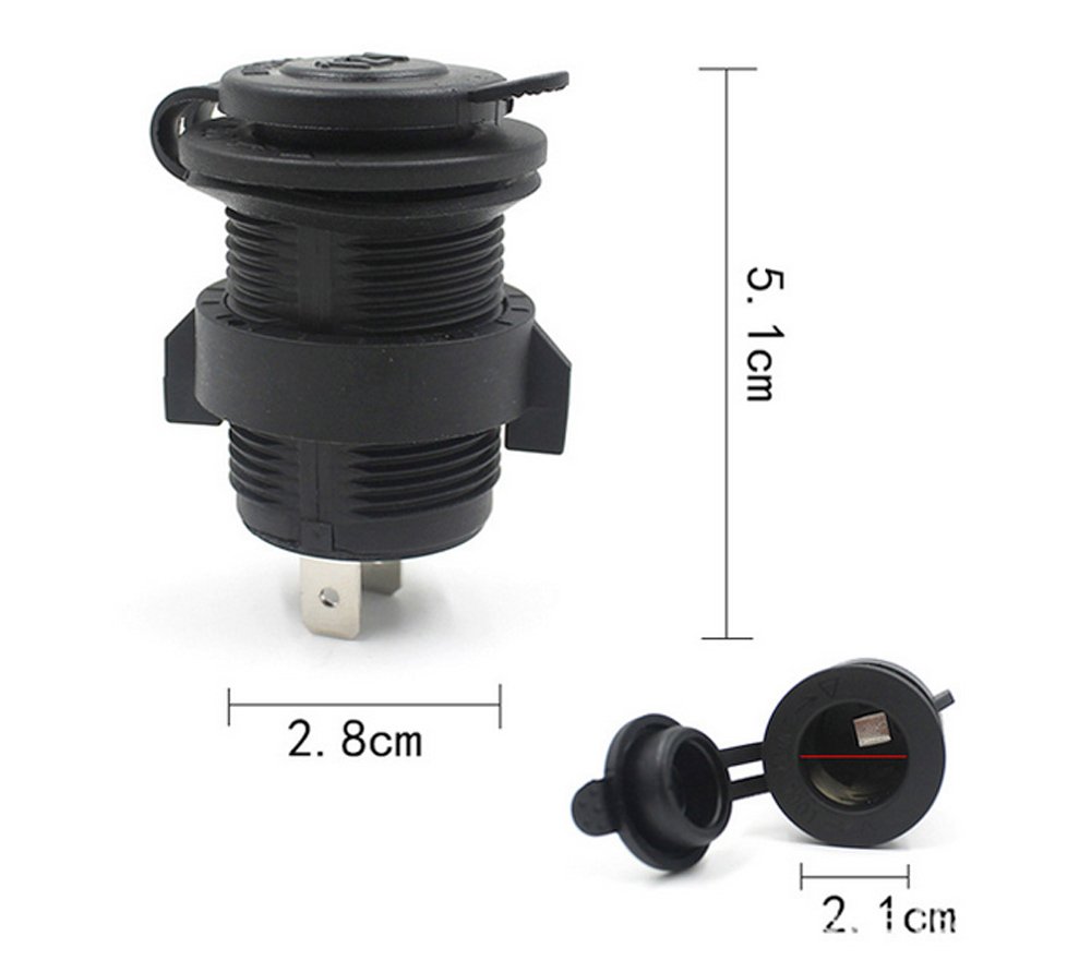 Kaxofang 2 Prese Accendisigari Universali 12V Da Incasso Per Auto, Moto, Camper E Barca - DC 12V, Nero