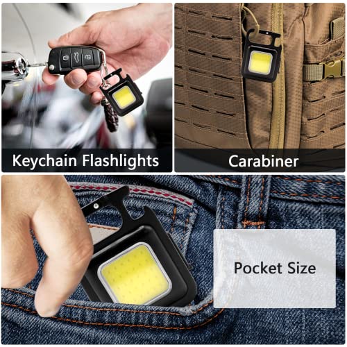 Abandship Cob Small Flashlights 1000 Lumens Rechargeable Waterproof Portable Led Light Keychain 4 Modes Mini Working Lights With Collapsible Bracket And Strong Magnet(2 Pack) #TOP3