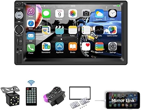 GOSTREAL 7" Double Din Car Stereo Audio Bluetooth MP5 Player USB FM Multimedia Car Stereo Receivers Car Radio with Backup Camera with Steering Wheel Remote Support WiFi Mirror Link for Android/iOS