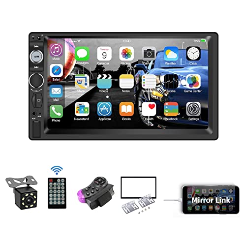 Gostreal 7" Double Din Car Stereo Audio Bluetooth Mp5 Player Usb Fm Multimedia Car Stereo Receivers Car Radio With Backup Camera With Steering Wheel Remote Support Wifi Mirror Link For Android/Ios #TOP2