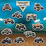 Monster Jam Trucks Decal Pack - Set of 15 Monster Truck Stickers Includes Grave Digger El Toro Loco Max D Zombie Megalodon Dragon Soldier Fortune Mutt