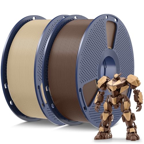 Image of SUNLU PLA 3D Printer Filament, Neatly Wound PLA Filament 1.75 mm, Dimensional Accuracy + /- 0.02mm, Good Vacuum Packaging Consumables, PLA 2kg in Total, 1kg per Spool, Pack of 2,Oak+Coffee Brown