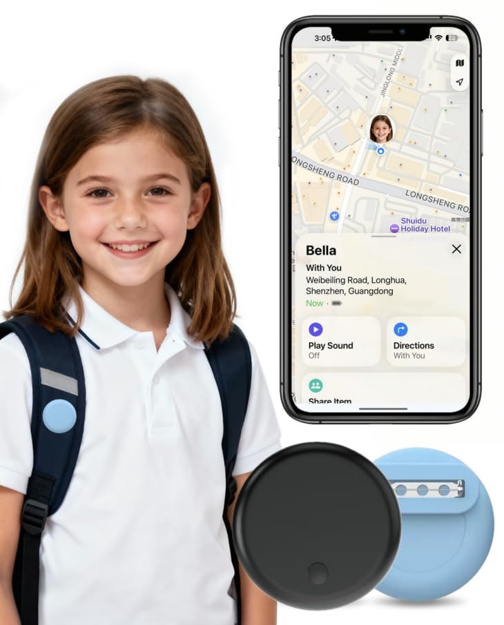 Tracker Tag for Kids & Elderly for iPhone, GPS Tracking Device with Pin Silicone Case, Works with Apple Find My, No Monthly Fee, Child Locator for Backpack, Clothing, School Bag & Jacket-image-22
