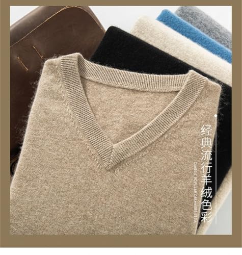 Men's V-Neck 100% Cashmere Sweater Winter Knitted Pullover Large Size Soft Knitwear Loose Fit Jumper Top3