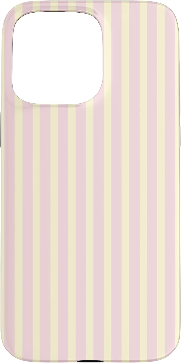 Pastel Light Pink Yellow Vertical Line Stripes Minimalist Case for iPhone 15 Pro Max