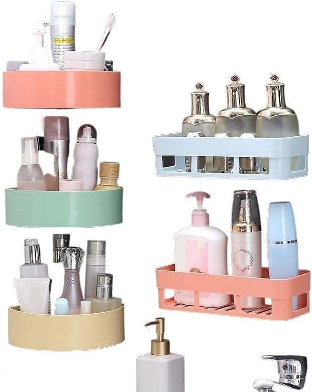 Miniatura 3 de Organizador de ducha Estante de baño organizador adhesivo para baño, cesta de almacenamiento de Gel de champú, decoración de esquina de baño,