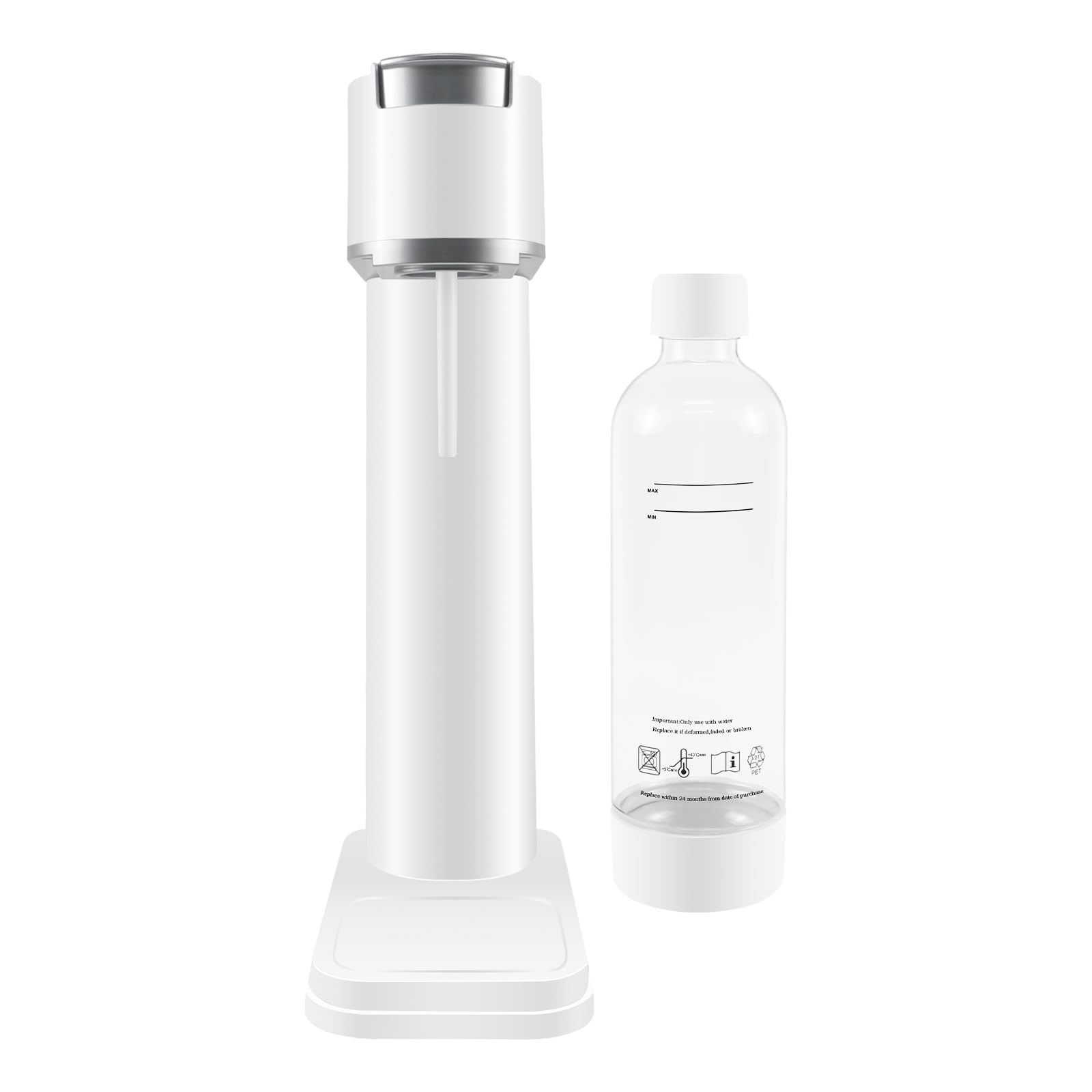Aerador de Soda con Botella de 1 Litro - Crea Bebidas con Gas en Casa Fácilmente, Blanco
