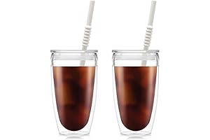 Bodum Double Wall Glass Tumbler with Lid, Pack of 2