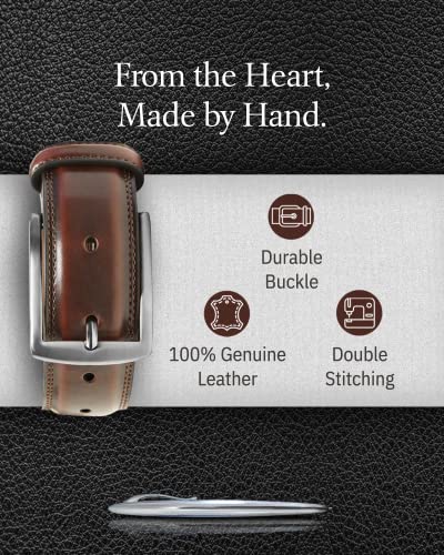 Genuine Leather Dress Belts For Men - Mens Belt For Suits, Jeans, Uniform Brown Belt - Designed In The Usa #TOP2