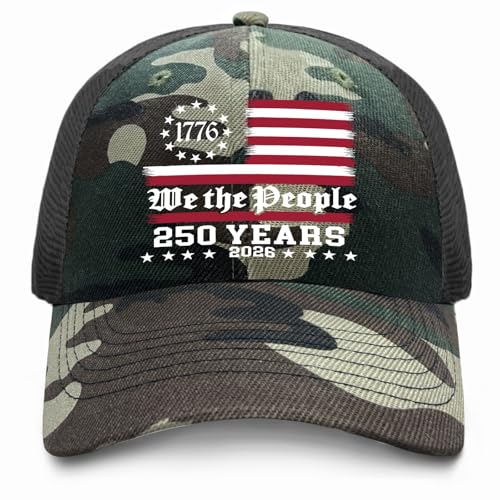 Karclau 1776-2026 We The People 250 Years Hat for Men Fashion Washed Distressed Camo