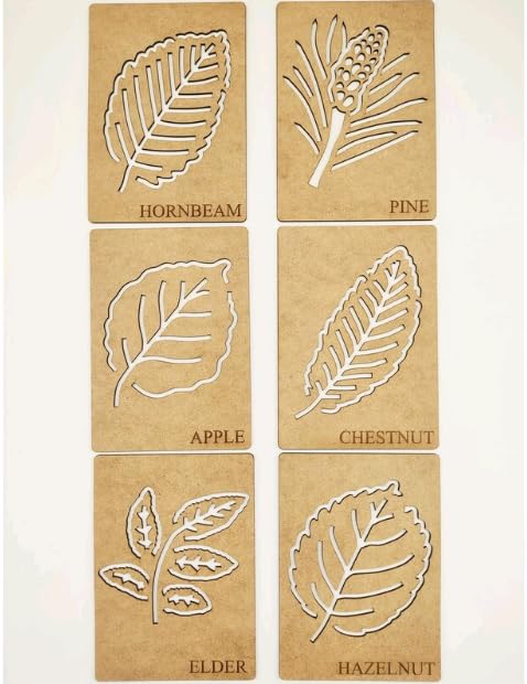 MeeCraft Woodem Montessori Leaf Stencil Set Line Exercise Template for Handwriting, Drawing and Artistic Expression, 21x15cm Each, Toys for Preschooler Kids. 4
