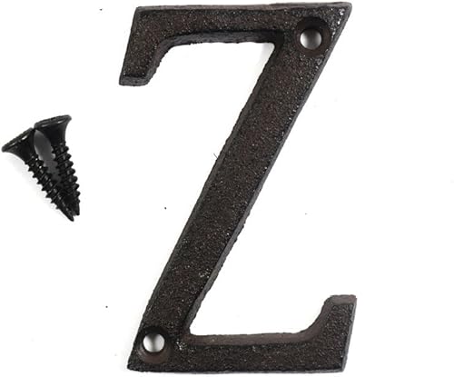 Miniatura 25 de Letras del abecedario de 3" en metal de hierro fundido decorativas, estilo clásico, para colgar letreros de pared, dirección, nombre, letrero con la