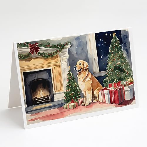 Caroline's Treasures DAC1361GCA7P Golden Retriever Christmas Greeting Cards and Envelopes Pack of 8 Blank Cards with Envelopes Whimsical A7 Size 5x7 Blank Greeting Cards