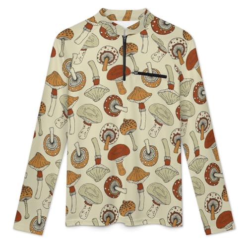 Fantasy Magic Psychedelic Mushrooms Men's Rash Guard Long Sleeves Quick Dry Fishing Workout Shirts with Zipper3