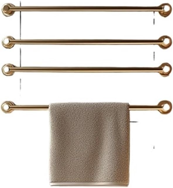 Electric Heated Towel Rack - Wall Mounted Brass Towel Rail, Round Tube Radiator for Fast Drying & Warm Towels, Stylish Bathroom Accessory, Space-Saving Design