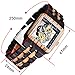 Dentily Exquisite Square Hollowed Out Quartz Mens Wooden Watches Transparent Dial Mens Watches