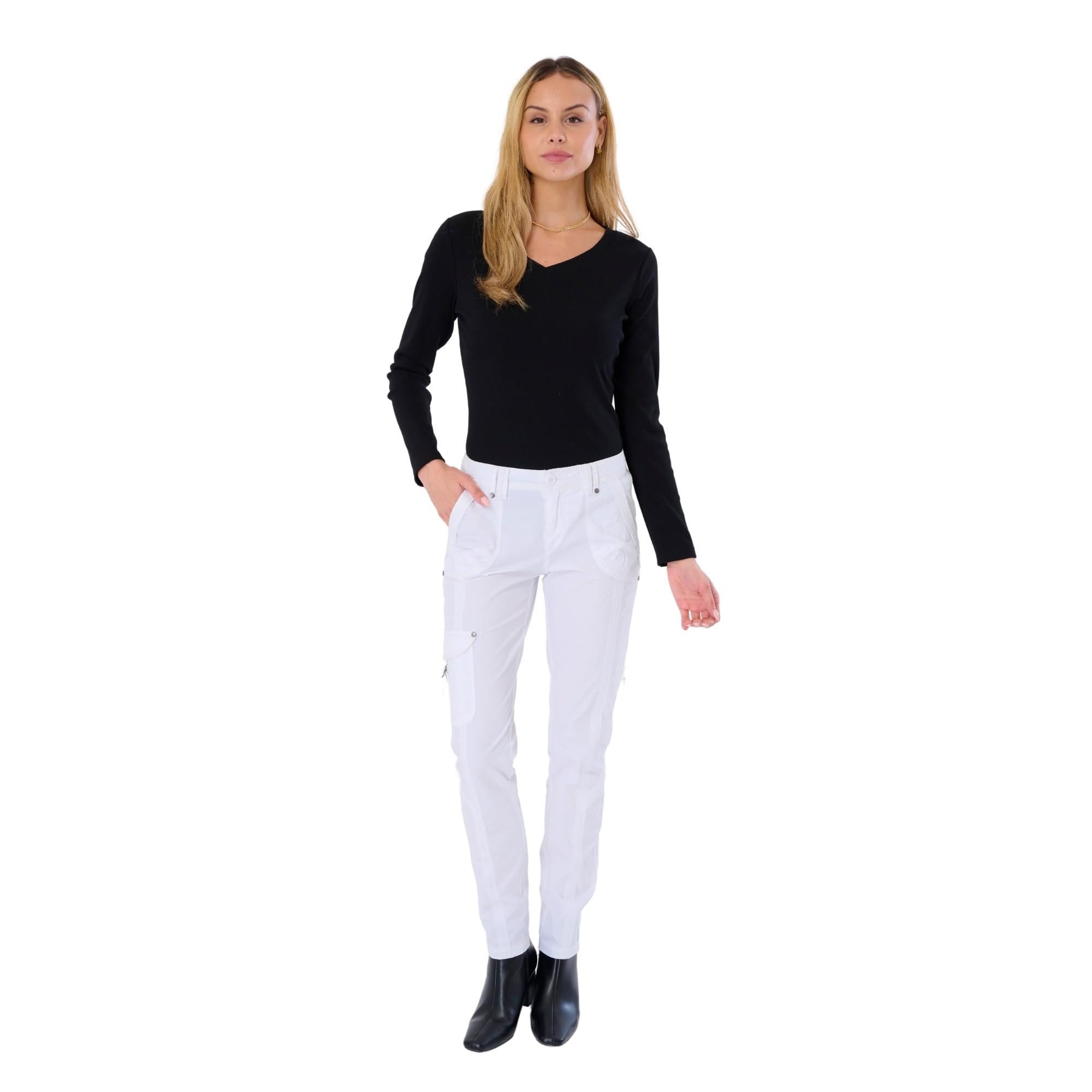 MARRAKECH Harry Stretch Poplin Womens Cargo Pant - Lightweight Cotton Utility Pants with Functional Pockets and Straight Leg