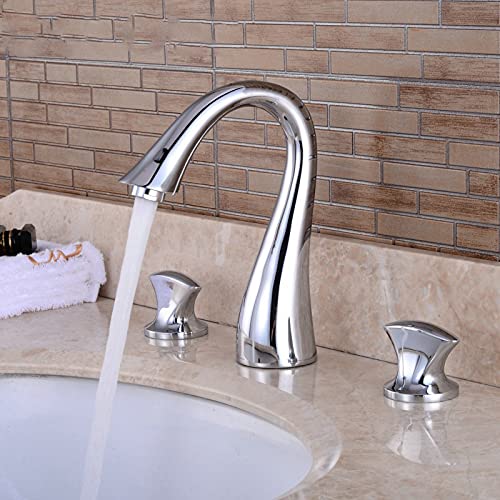 Robinet de lavabo de salle de bain mitigeur à deux poignées en laiton S-508C