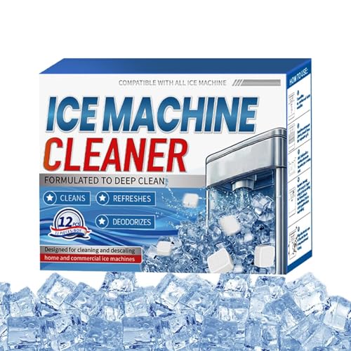 Ice Machine Cleaner Maker，Active Ice Maker Cleaner Fabricante Descaler 12 Hojas de Limpieza, Utilizado para el níquel descalcificador de Seguridad en la Mesa y el Bloque Ice Maker,1pc