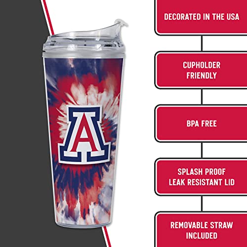 Image of Rico Industries NCAA Glitter 24oz Acrylic Glitter Tumbler with Hinged Lid, Officially Licensed Double Wall Tumbler with Straw