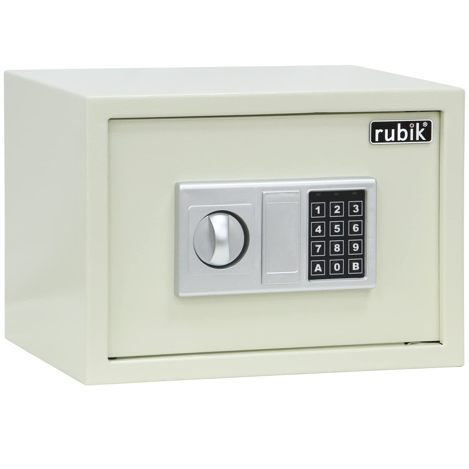 RubikSafe Box with Digital Keypad and Key Lock, A4 Documents Size Security Locker Protect Cash Jewelry Passports for Home Office (Size 25x35x25cm) Off White