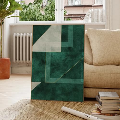 Impression sur toile abstraite géométrie verte émeraude grand format - 3