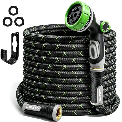 SOLMIO Garden Hose 50FT, Flexible Lightweight Non-Expandable Water Hose with 10 Function...