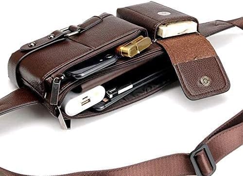 Vista 4 de Bestsent Bolso bandolera de cuero para hombre, mochila de hombro en el pecho, bolso cruzado impermeable al agua