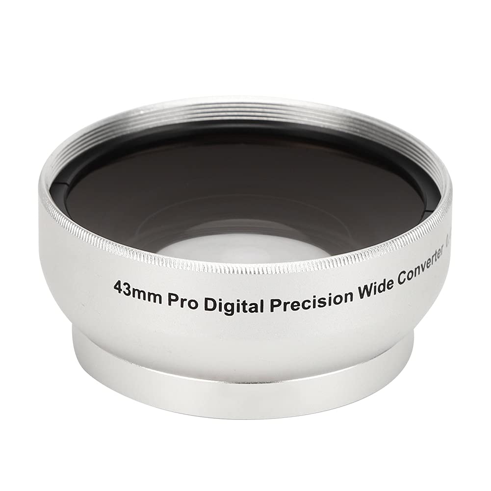 Lente per fotocamera angolare larga 0,45x, vetro ottico d'argento per obiettivi da 43 mm, costruzione in lega di alluminio, ingrandimento macro, rivestimento anti -riflettente