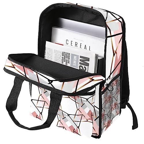 Sac à dos garçons motif géométrique rose multicolore réglable - 3