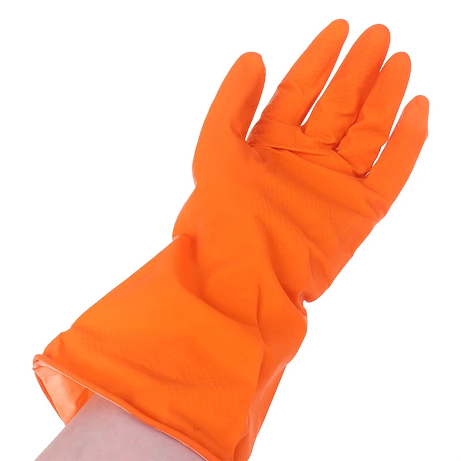 Guanti per la pulizia Guanti in gomma for lavare i piatti, guanti for le pulizie domestiche, guanti in gomma riutilizzabili, guanti da cucina a maniche lunghe(Orange)