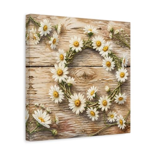 Toile marguerites 35x35 cm pour une déco de salon champêtre au-dessus de la cheminée