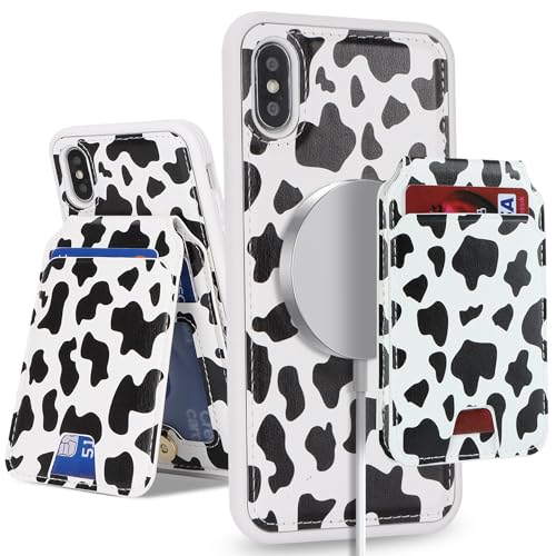 Coque iPhone X/XS MagSafe SailorTech avec porte-cartes amovible imprimé vache