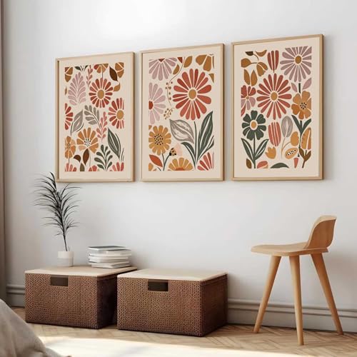 Image of HOTHOUSE Boho Painting Wall Art Home Decoration Paintings With Frame For Living Room Bed Room Hotel Wall Decor Digital Reprint Set of 3 (19X25 inch)