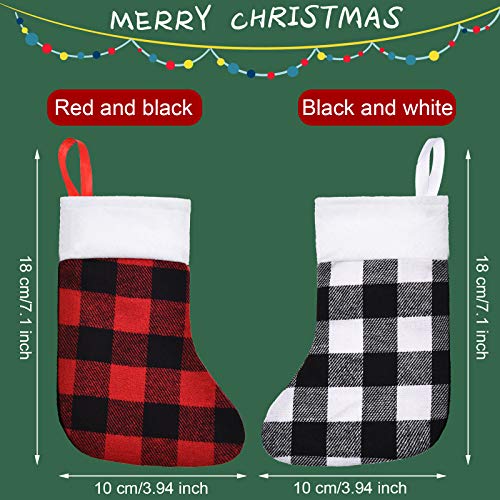 image for Skylety 24 Pieces Christmas Buffalo Plaid Stocking Classic Stocking De