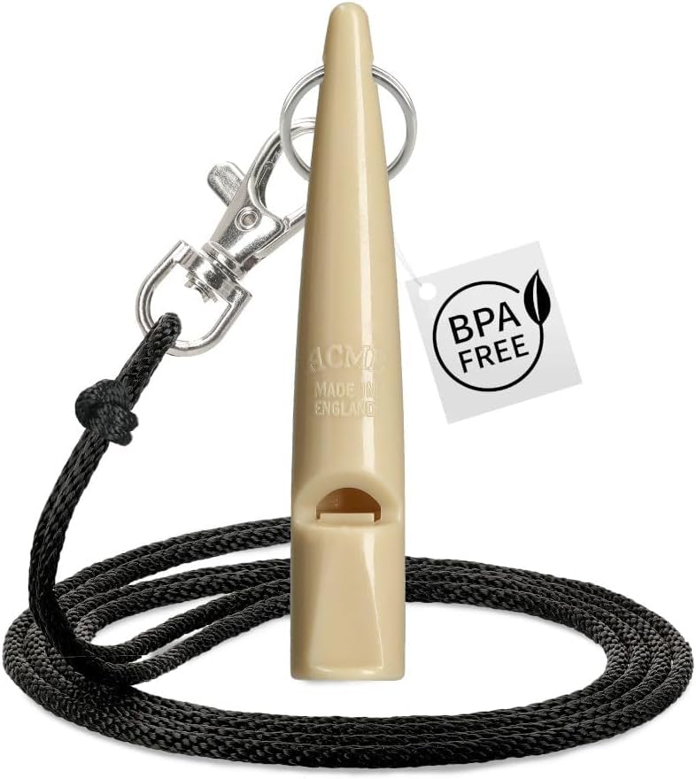 ACME 210.5 Classic Dog Whistle Beige, 6200Hz Spaniel & Gundog Recall Training Whistle, Pealess, Weatherproof, With Lanyard