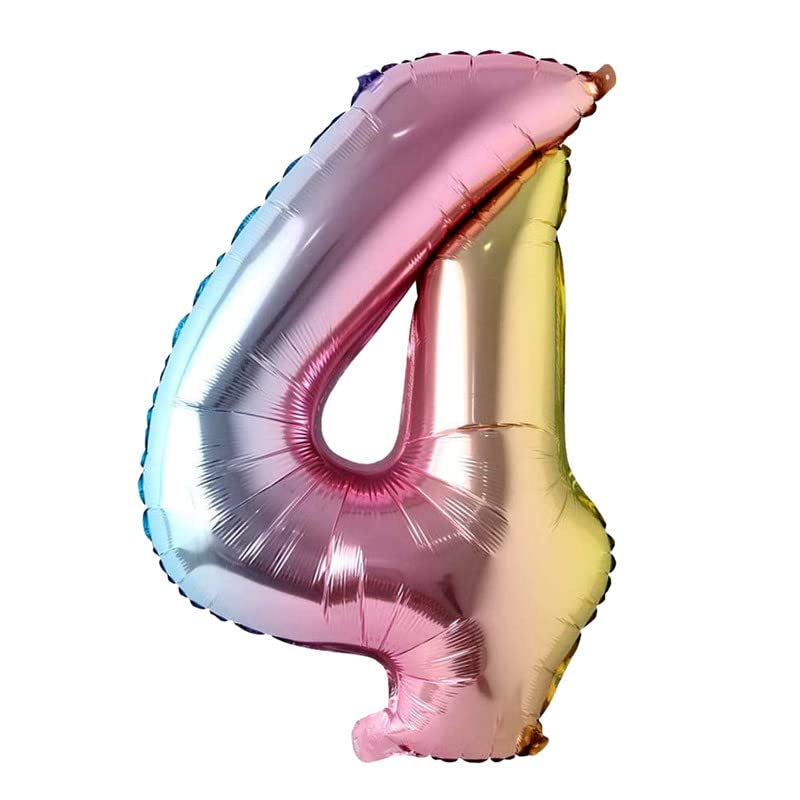 Image of Multicolor 32 Inches 4 Numbers Shape Large Big Foil Helium Balloons For Party Decorations In Happy Birthday Anniversary Office Items Materials Set Pack, Pack Of 1