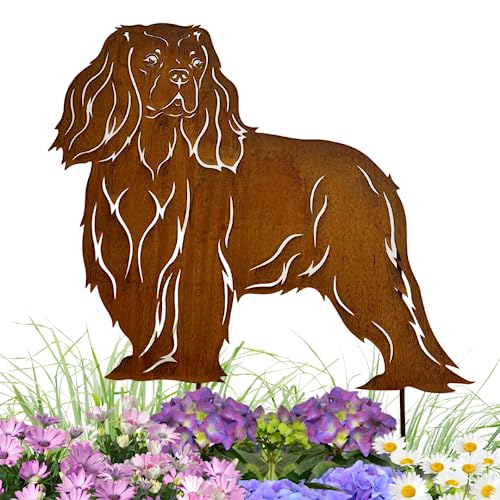 Terma Stahldesign Edelrost Hund Cavalier King Charles Spaniel, Handmade Germany, tolle gartendeko aus Rost-Metall, deko rostoptik, Rostfiguren Tiere, rostfiguren Garten, Rostdeko