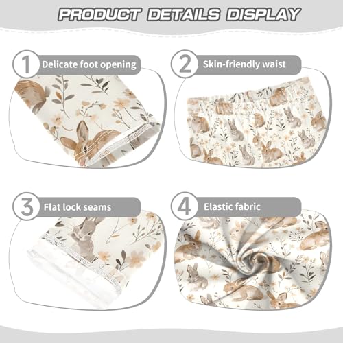 Flowers Rabbits Bunny Girls Leggings Kids Yoga Pants Athletic Tights Pants 4-10 Years3