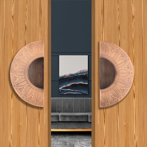 Image of Mandala Main Door Handle Round Shape 8 inch Antique Finish, 2 pcs (Copper Antique)