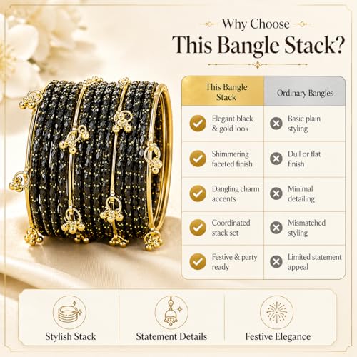 Image of Kaher Kashmiri Glass Bangle with gunghro Set for Women| Traditional, Fancy Glass Chudi Set for Festival, Wedding, and Party (Set Of 16)