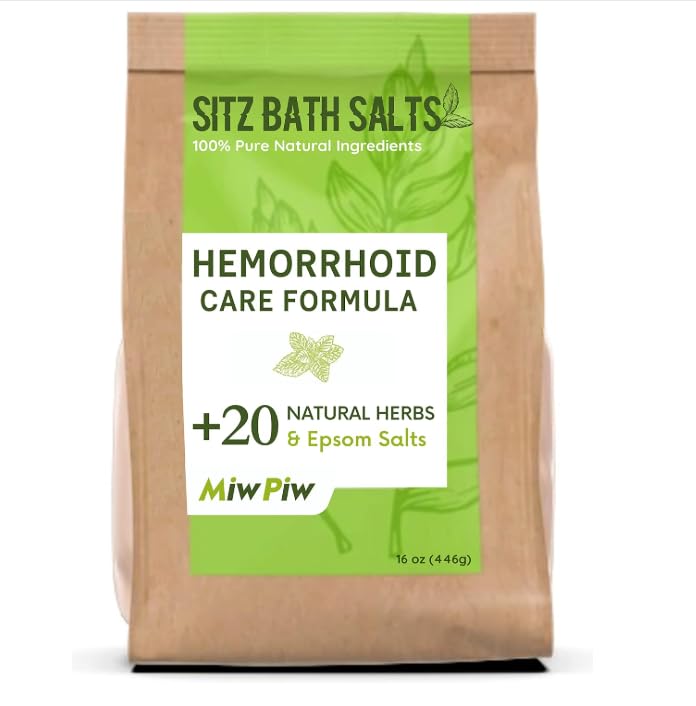 Sitz Bath Salts for Hemorrhoids 15.6 Oz- Soothing Relieving Bleeding Shrinking Internal External Treatment +20 Natural Herbs, Epsom Salt - Suppositories Remedy Postpartum Fissure