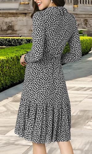 KOH KOH Womens 2025 ¾ Long Sleeve Wrap Ruffled Wedding Guest Print Mini Dress4