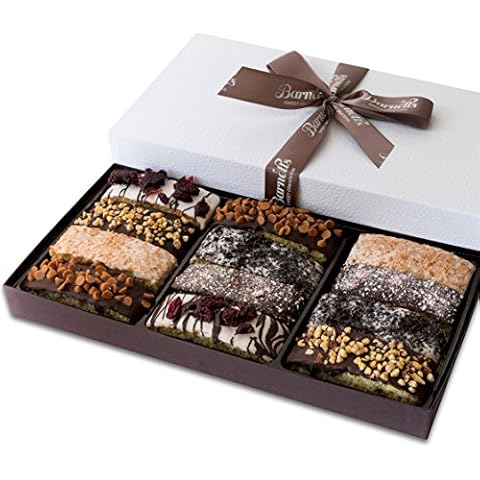 12 Valentines Chocolate Biscotti Gift Box, Gourmet Cookie Gift Basket for Food Delivery, Fancy Cookies Gift Ideas for Wife Mother Husband Dad Cover