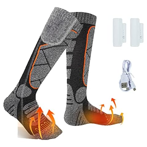 Azazaza Electric Heated Socks - Rechargeable Battery Thermal Socks with Adjustable Heating for Men Women Washable Feet Warmer Socks for Winter ‎Running Walking Camping Hiking Training Skiing (grey) Cover