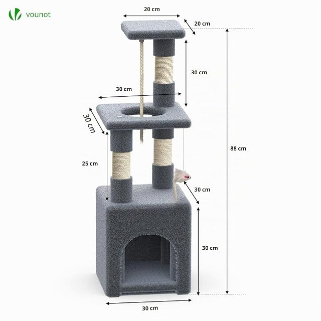 Foto 3 de 7 de VOUNOT® Árbol Rascador para Gatos, Poste Rascador Estable para Gatos Pequeños con Nido, Plataformas