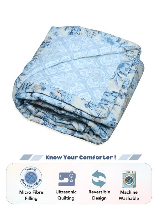 Image of Akshya Cotton Summer Blanket - Double Bed King Size - Reversible AC Comforter