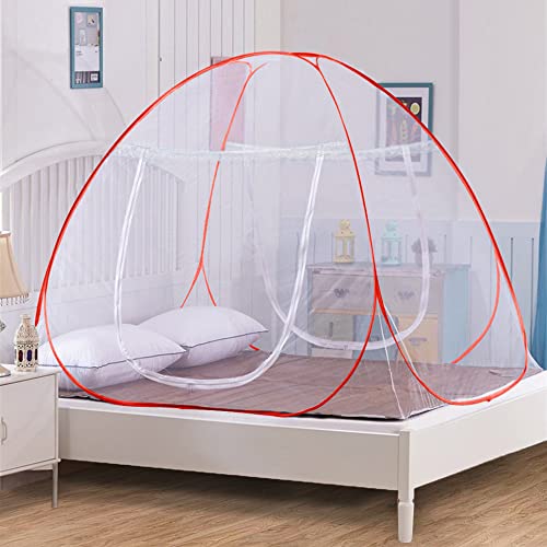Story@Home Foldable Mosquito Net(King Size/Queen Size Double Bed) (Red)