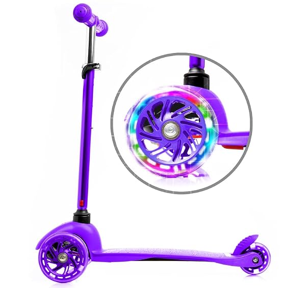 Rugged Racers Mini Deluxe 3 Wheel Kick Scooter with Led and Adjustable Height- Purple by Rugged Racers - Used condition - Image 2