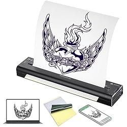 Impresora Bordadora BIOMASER Termocopiadora Tattoo Bluetooth Impresora térmica Máquina de Transferencia de Tatuajes, Impresora Móvil Portátil Tattoo Máquina de Transferencia (Tattoo Printer +15pcs Tattoo Paper)